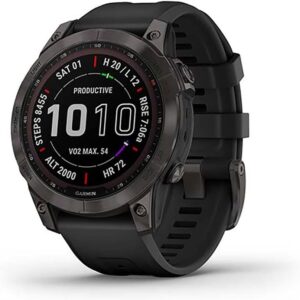 Garmin Fenix 7 Sapphire Solar Bracelet en silicone DLC-Titanium Noir/Noir