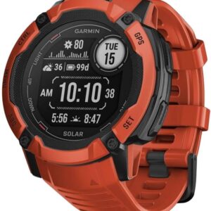 Garmin Instinct 2X, Solar - Montre GPS Robuste et connectée – Flame Red – Boîtier 50 mm