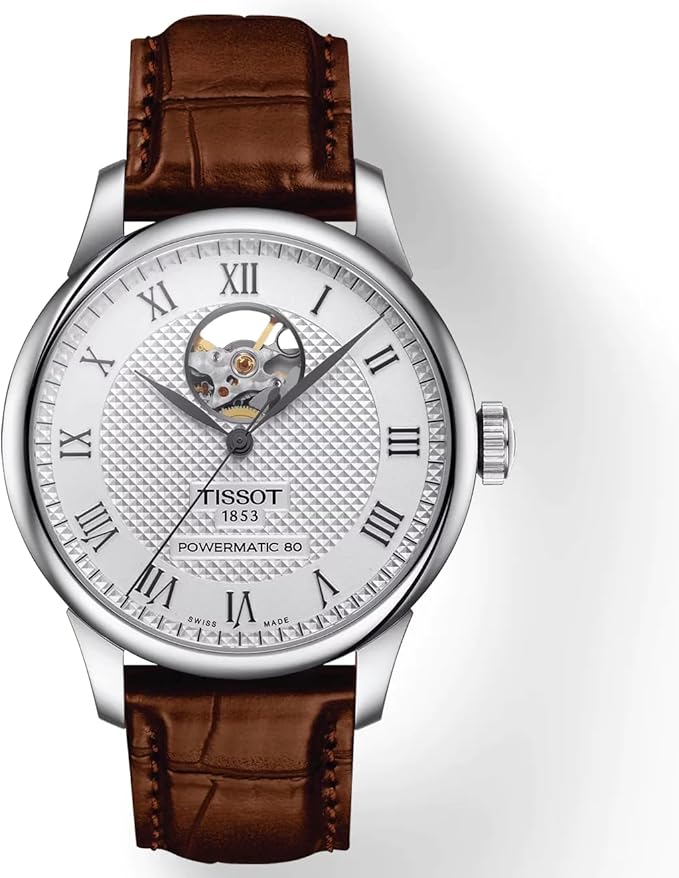 Tissot Montre Le Locle powermatique 80 Open Heart Cuir Marron – Image 2