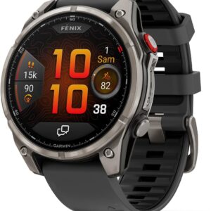 Garmin Fénix 8 Pro, 51mm AMOLED - Montre connectée GPS Multisports avec Technologie inReach intégrée - Sapphire, Titane, Titanium avec Bracelet Graphite