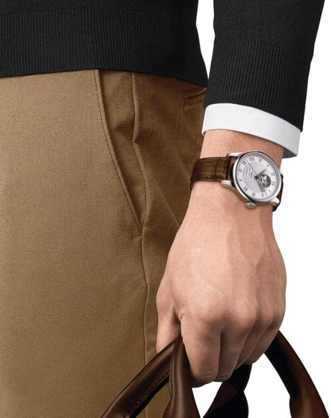 Tissot Montre Le Locle powermatique 80 Open Heart Cuir Marron – Image 4